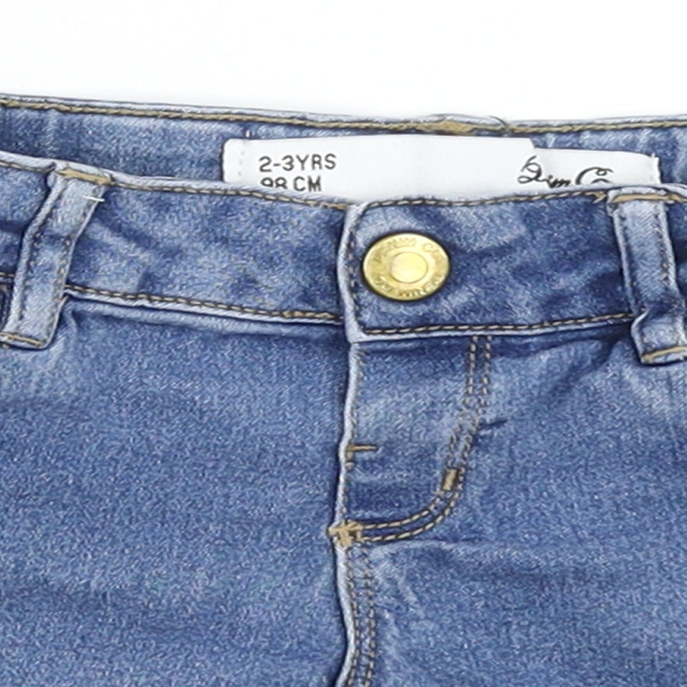 Denim co. Girls Blue  Cotton Mom Shorts Size 2-3 Years  Regular Snap