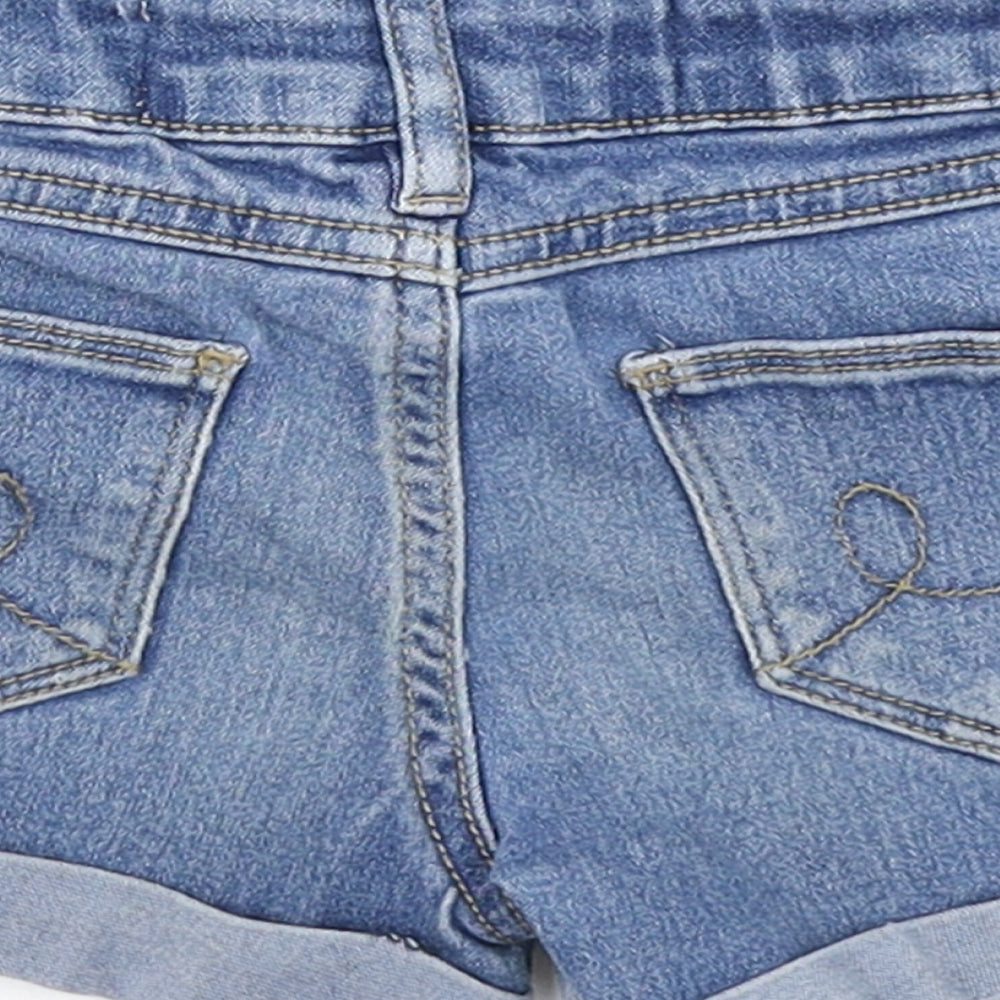 Denim co. Girls Blue  Cotton Mom Shorts Size 2-3 Years  Regular Snap