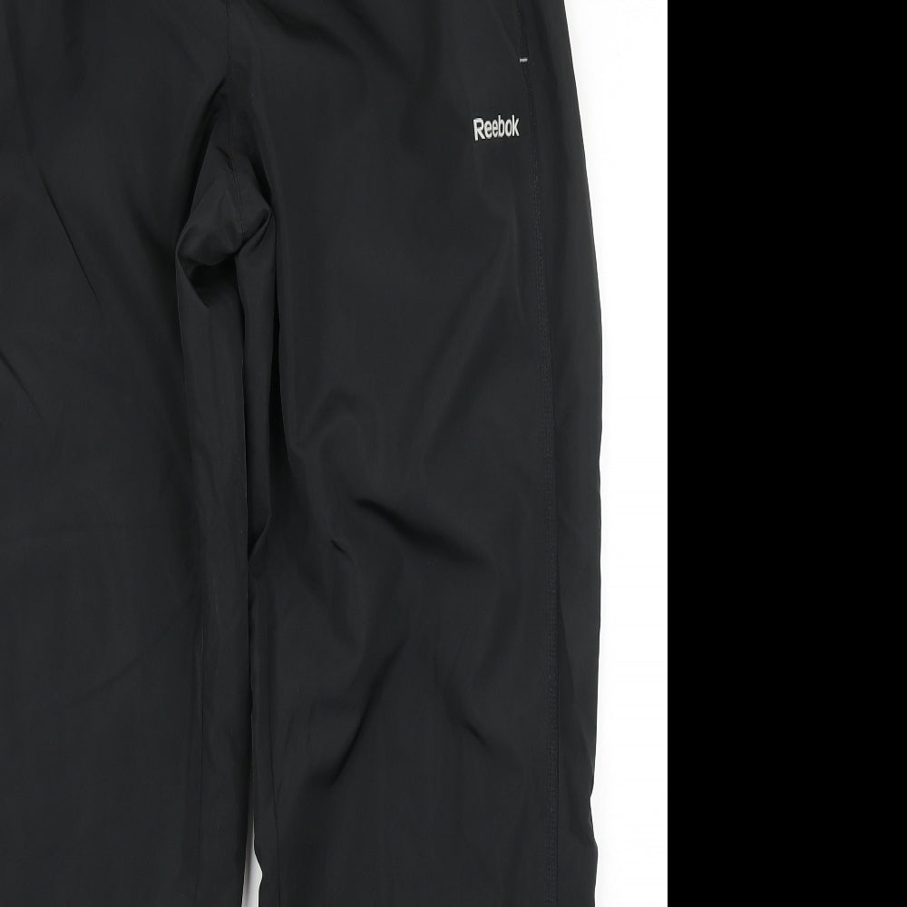 Reebok Mens Black  Polyester Jogger Trousers Size M L31 in Regular Drawstring
