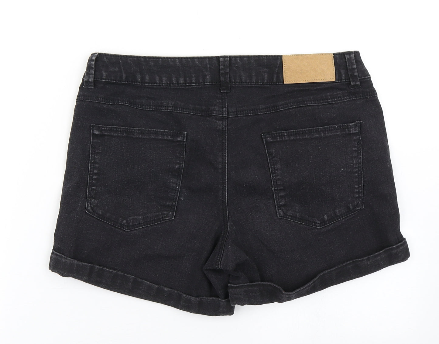 Dorothy Perkins Womens Black  Cotton Hot Pants Shorts Size 10 L3 in Regular Button