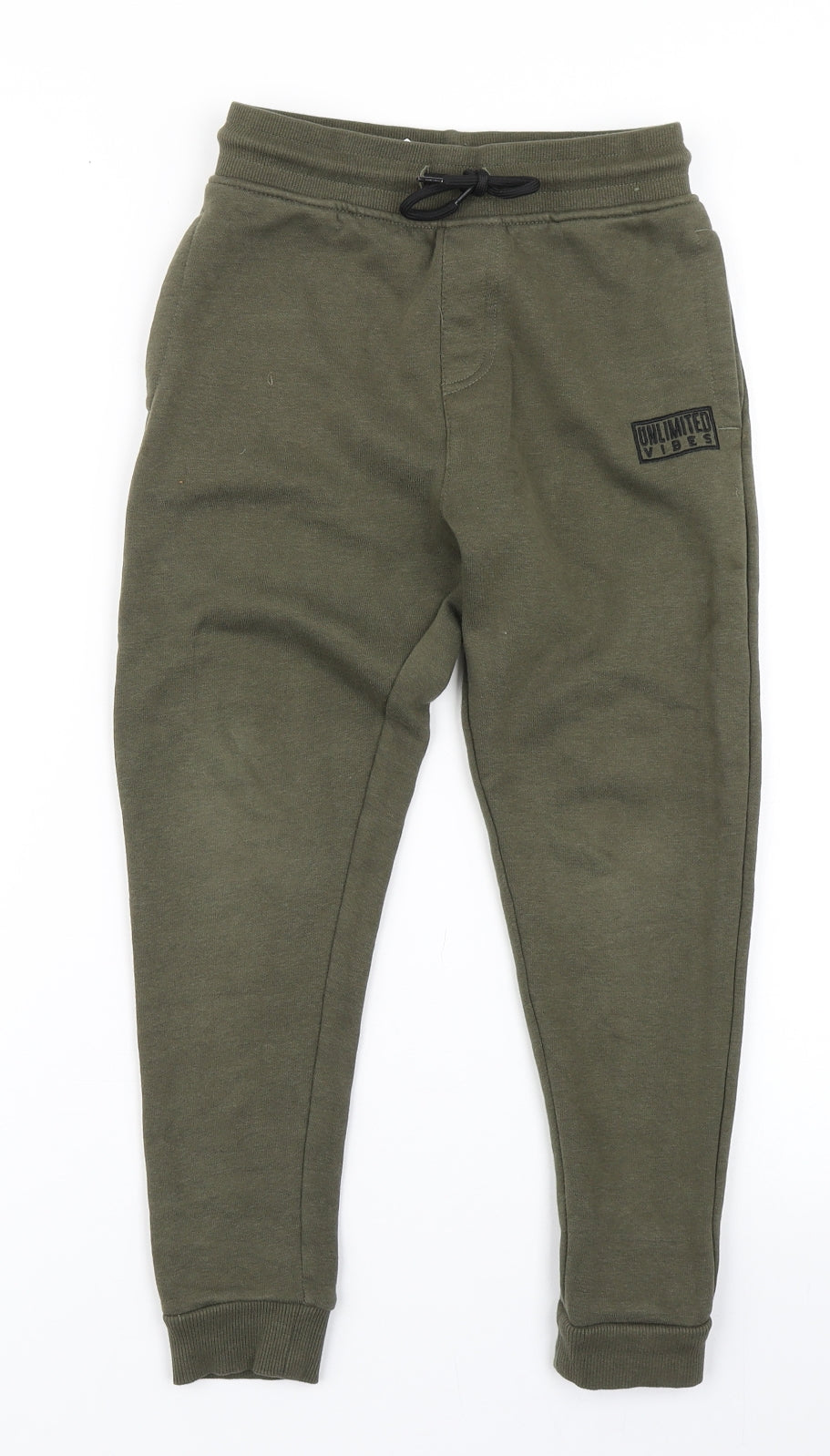 George Boys Green  Cotton Jogger Trousers Size 7-8 Years  Regular Drawstring