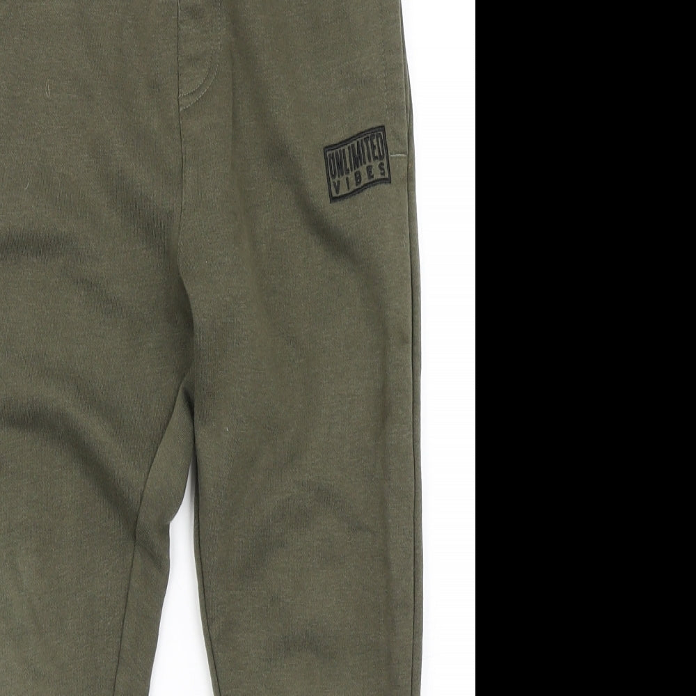 George Boys Green  Cotton Jogger Trousers Size 7-8 Years  Regular Drawstring