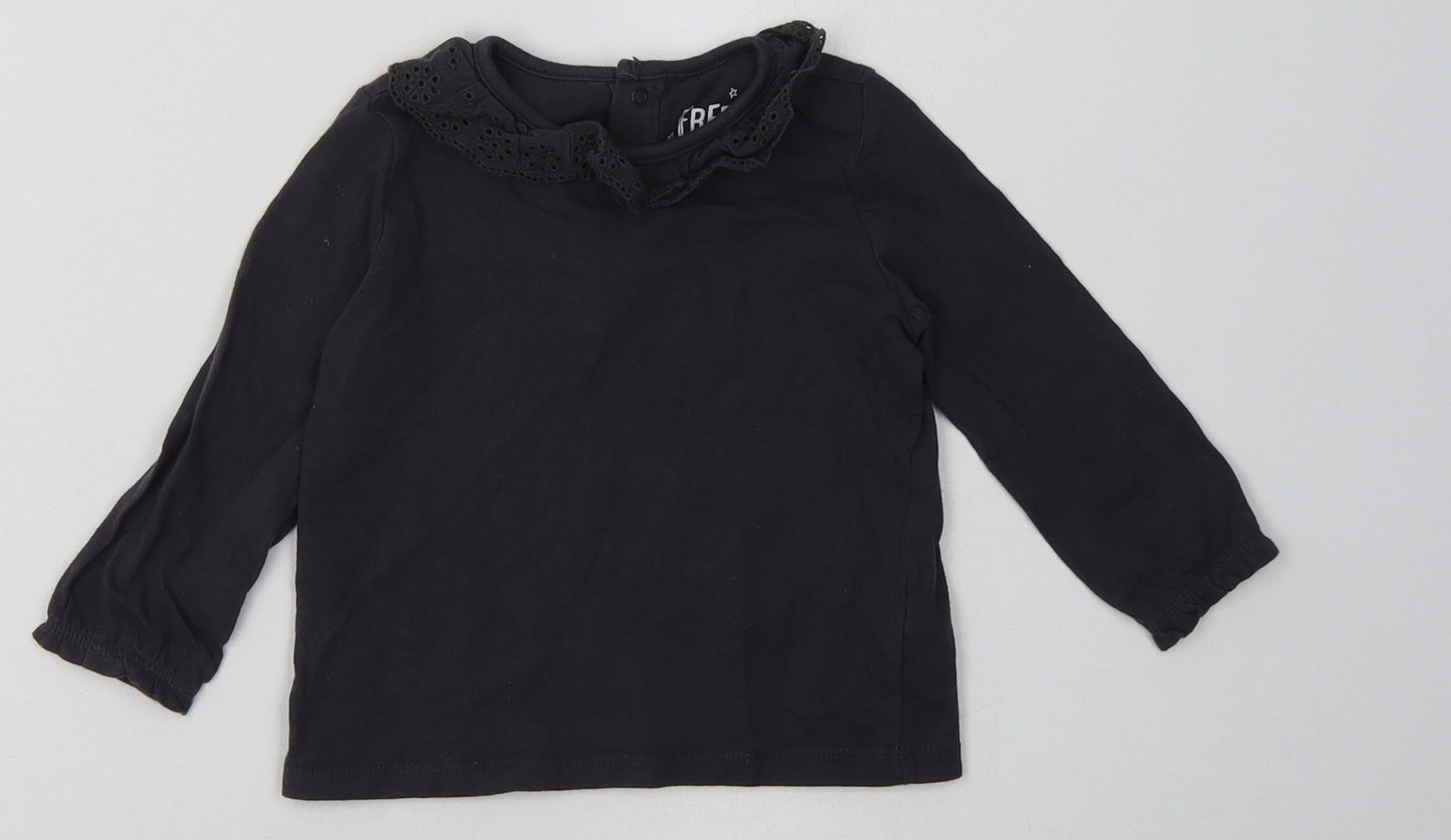 F&F Girls Black  Cotton Basic Casual Size 9-12 Months Collared Buckle