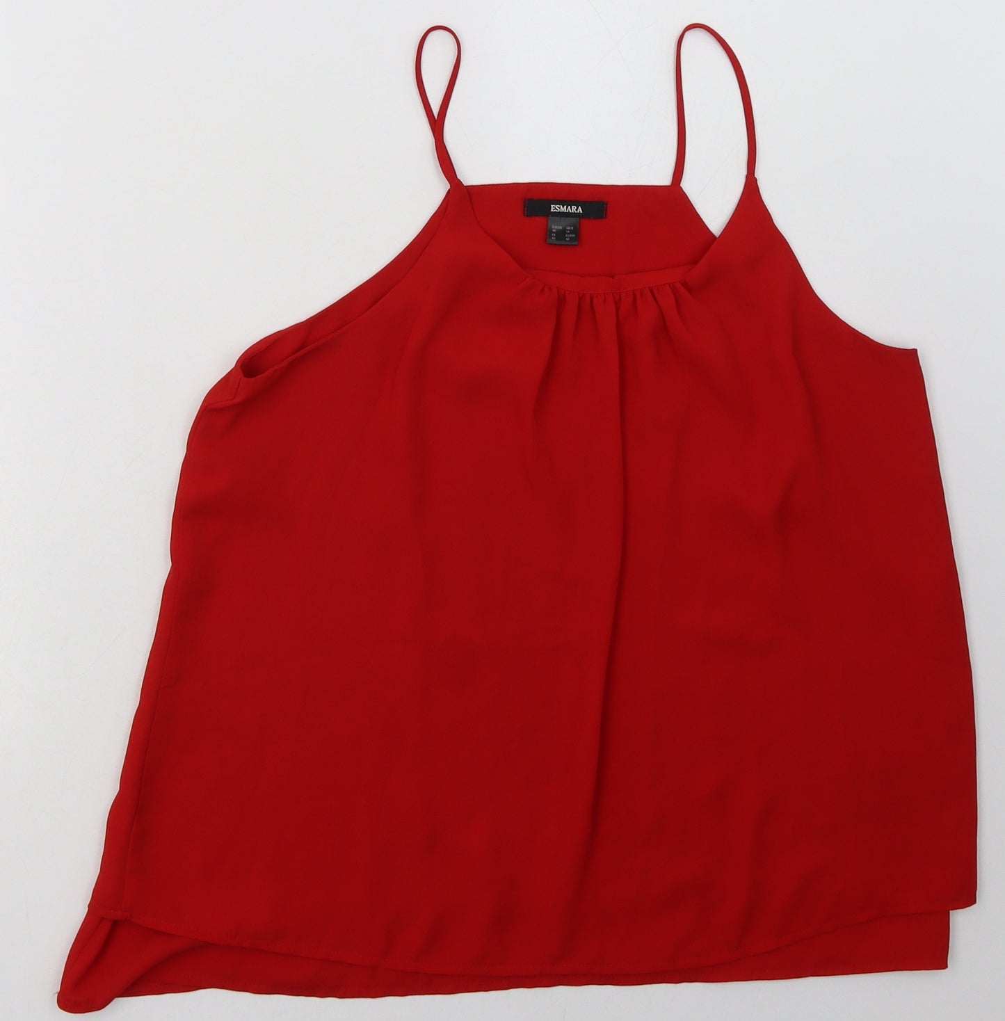 ESMARA Womens Red  Polyester Basic Tank Size 14 Crew Neck