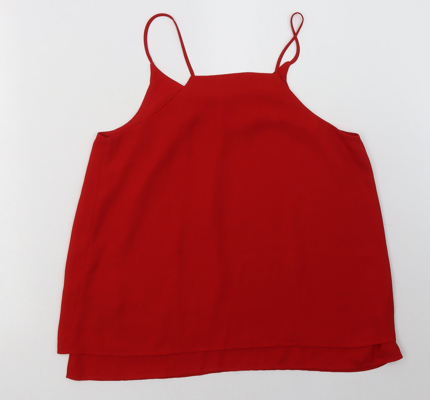 ESMARA Womens Red  Polyester Basic Tank Size 14 Crew Neck