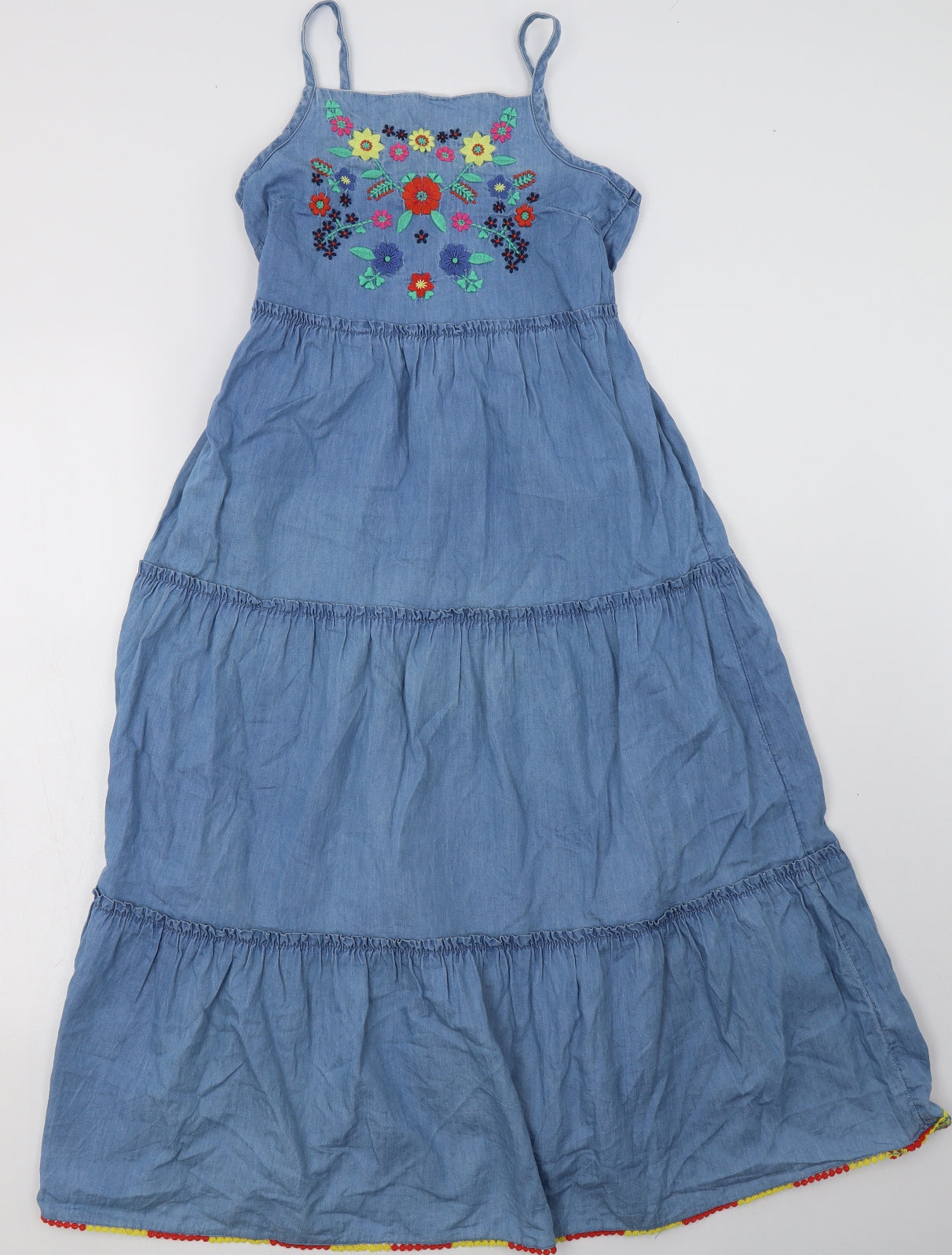 George Girls Blue Floral Cotton A-Line  Size 11-12 Years  Square Neck Pullover