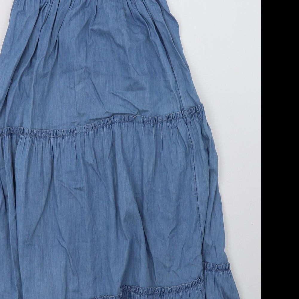 George Girls Blue Floral Cotton A-Line  Size 11-12 Years  Square Neck Pullover