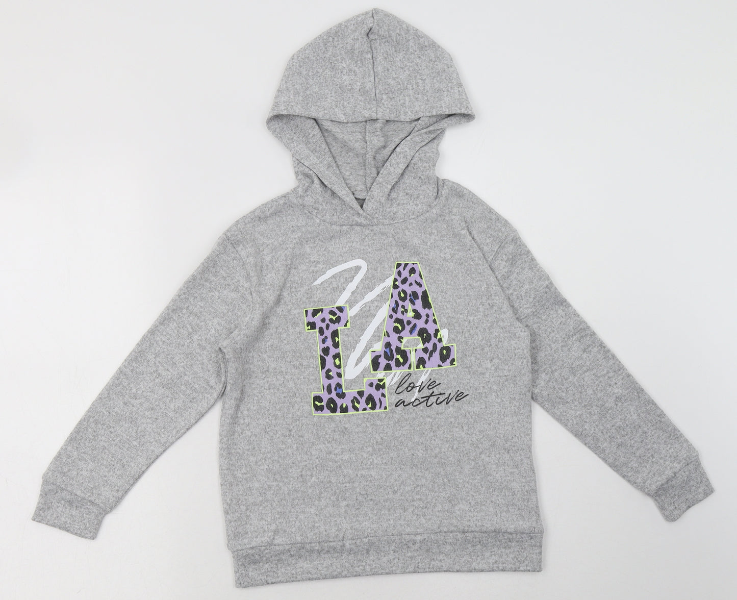 Very Girls Grey Animal Print Polyester Pullover Hoodie Size 8 Years  Pullover - LA