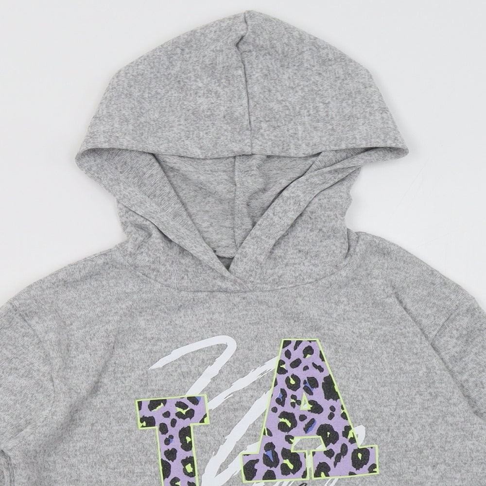 Very Girls Grey Animal Print Polyester Pullover Hoodie Size 8 Years  Pullover - LA