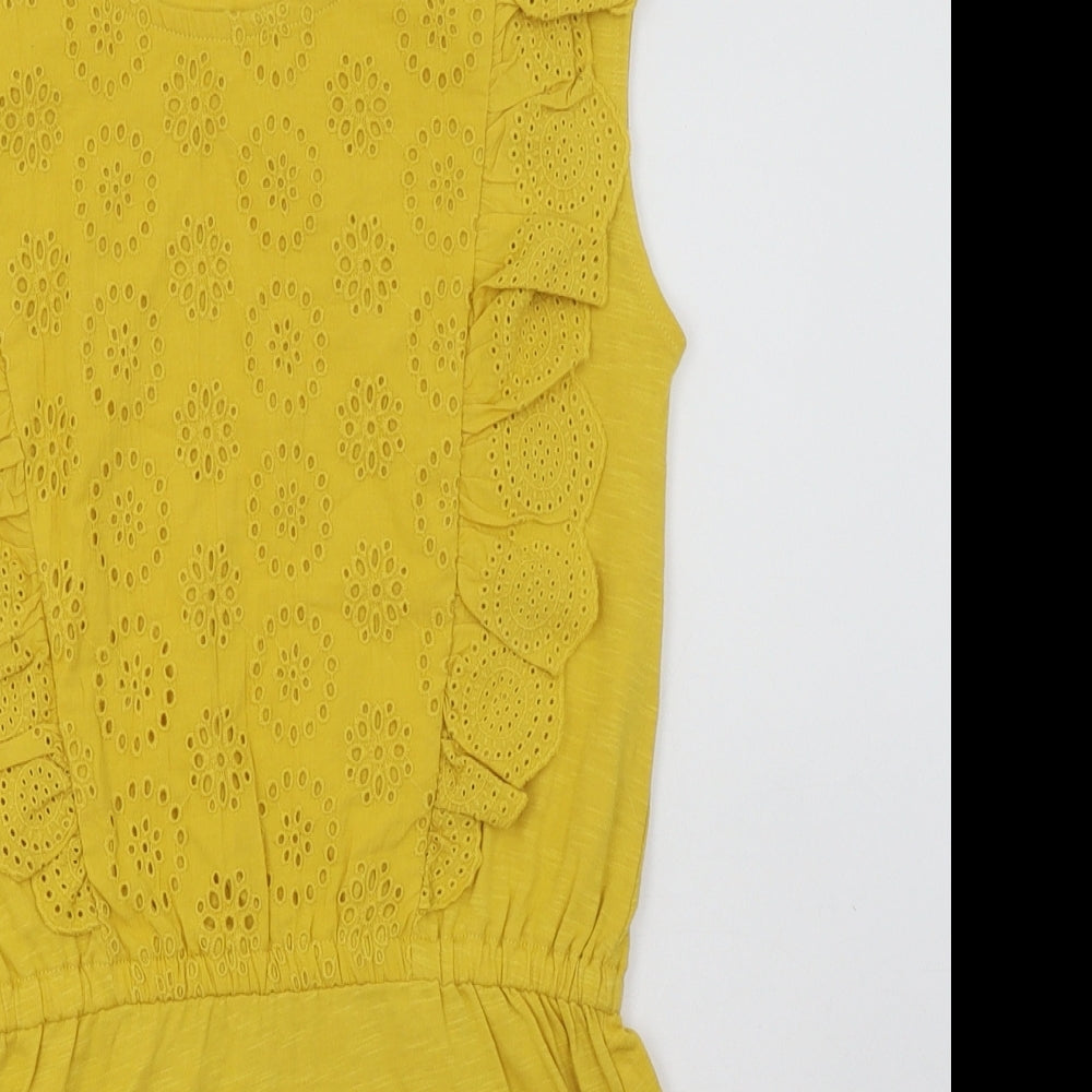 River Island Girls Yellow Geometric Cotton A-Line  Size 8 Years  Crew Neck Pullover