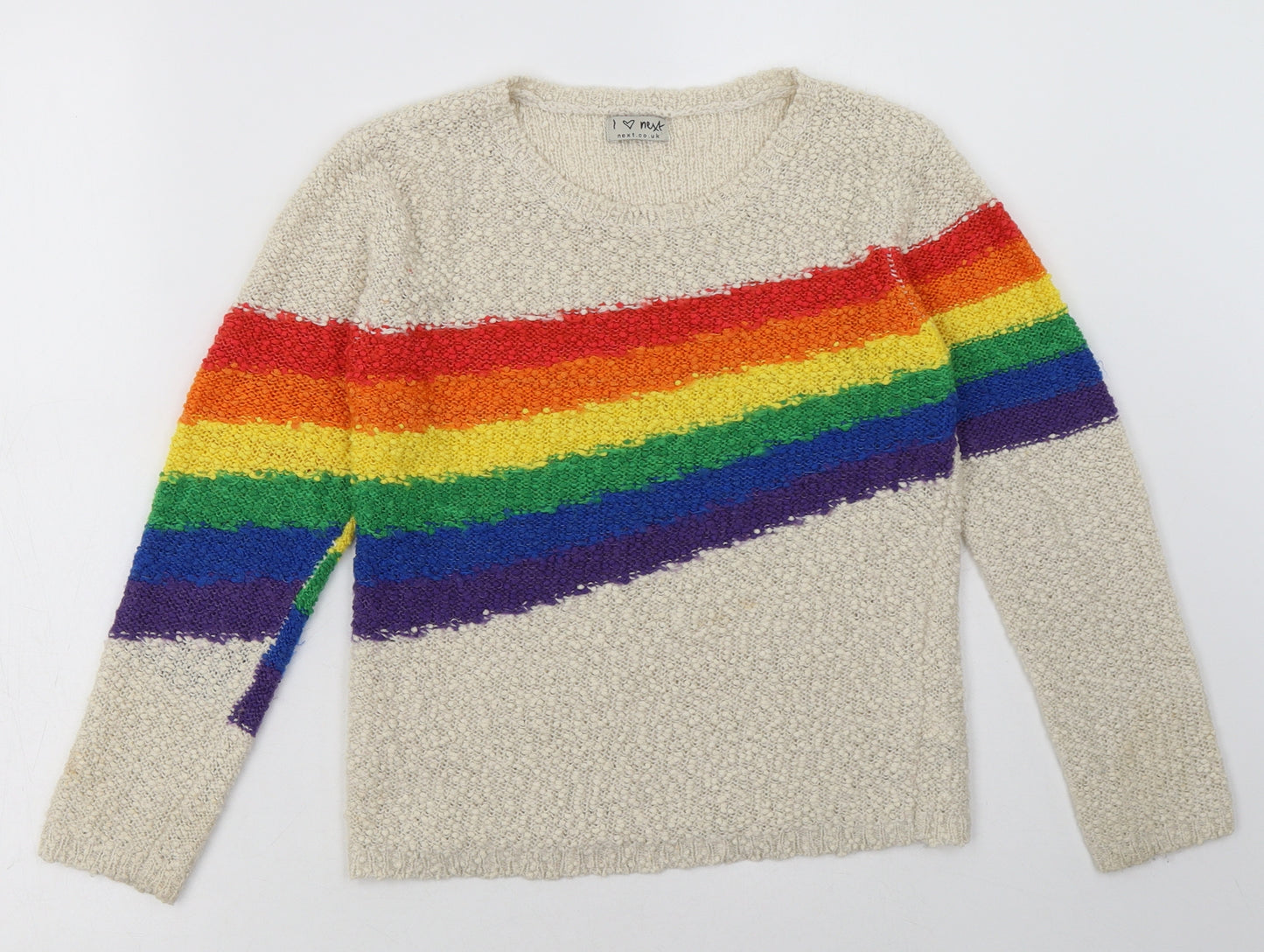 NEXT Girls Multicoloured Striped Acrylic Pullover Sweatshirt Size 9 Years  Pullover