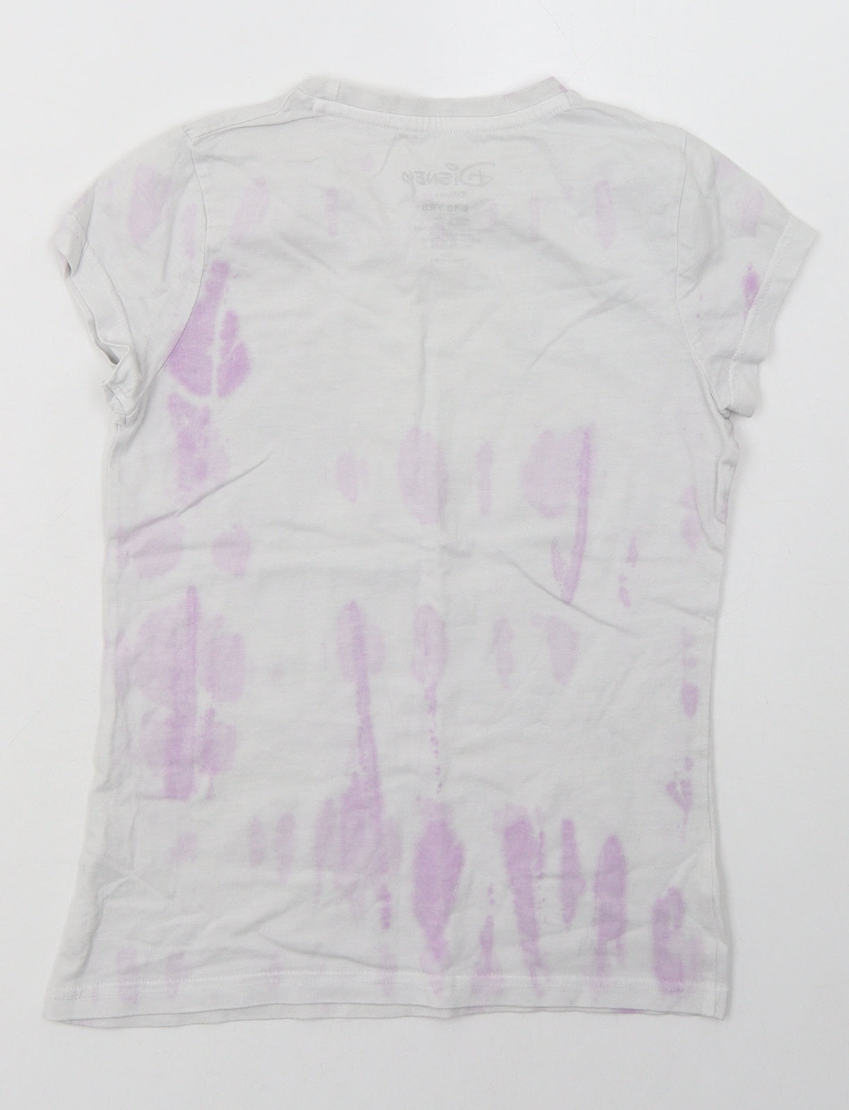 Disney Girls Purple Geometric Cotton Basic T-Shirt Size 9-10 Years Crew Neck Pullover - Minnie Mouse