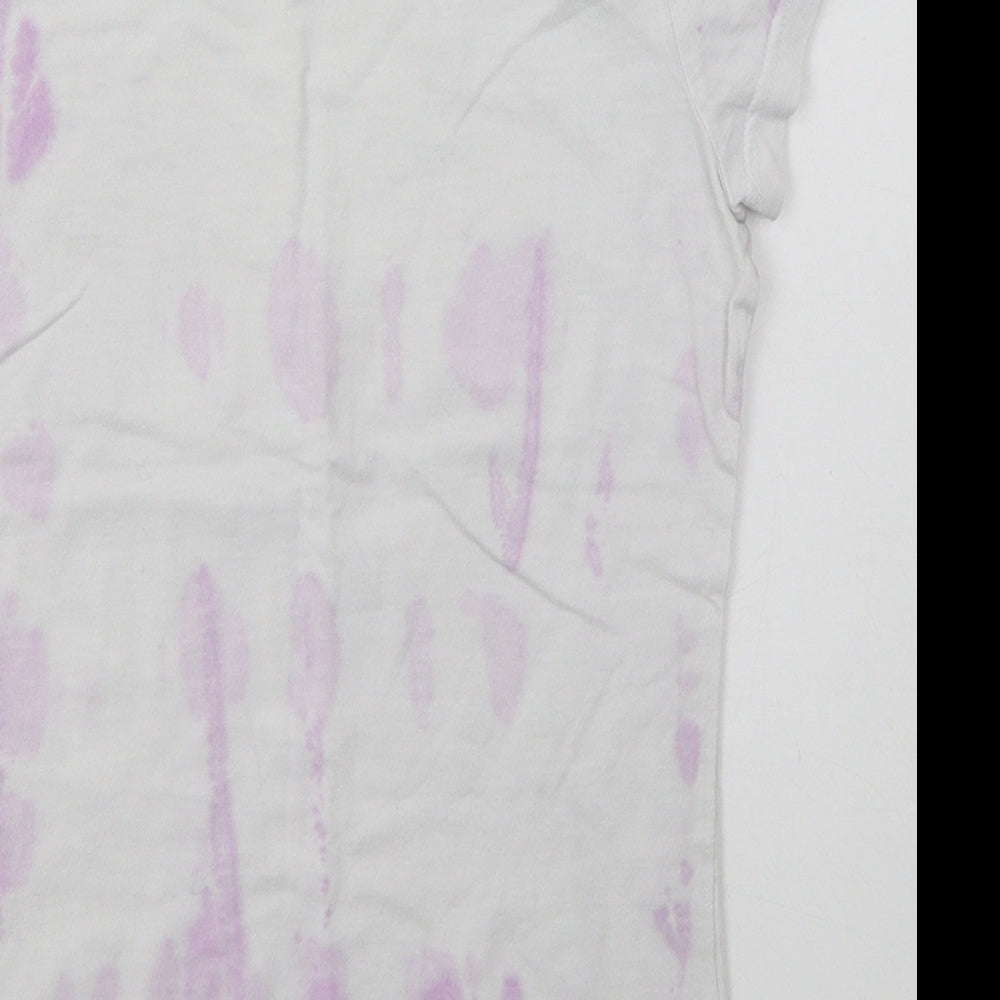 Disney Girls Purple Geometric Cotton Basic T-Shirt Size 9-10 Years Crew Neck Pullover - Minnie Mouse