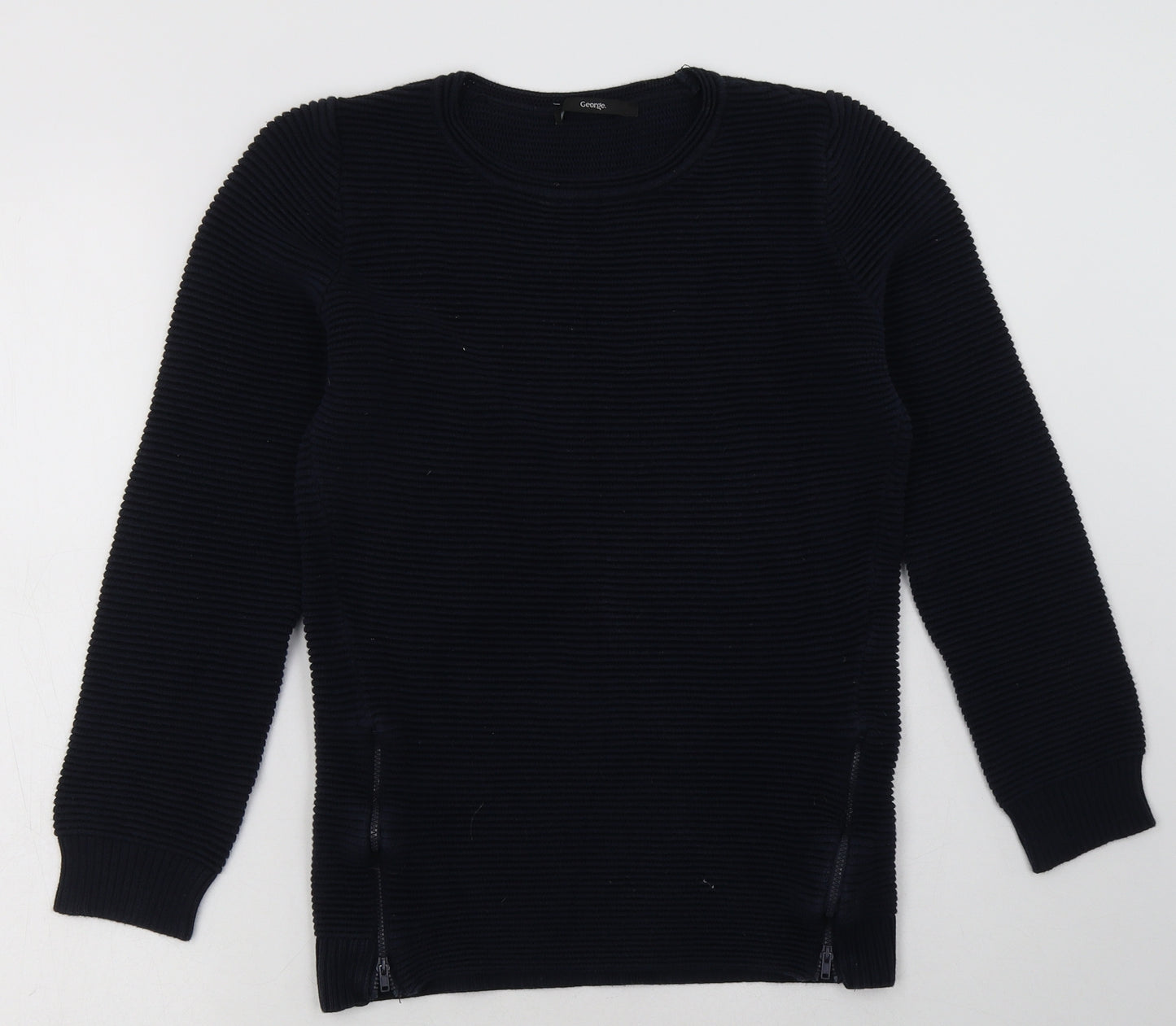 George Girls Blue  Cotton Pullover Sweatshirt Size 11-12 Years  Pullover - side zips