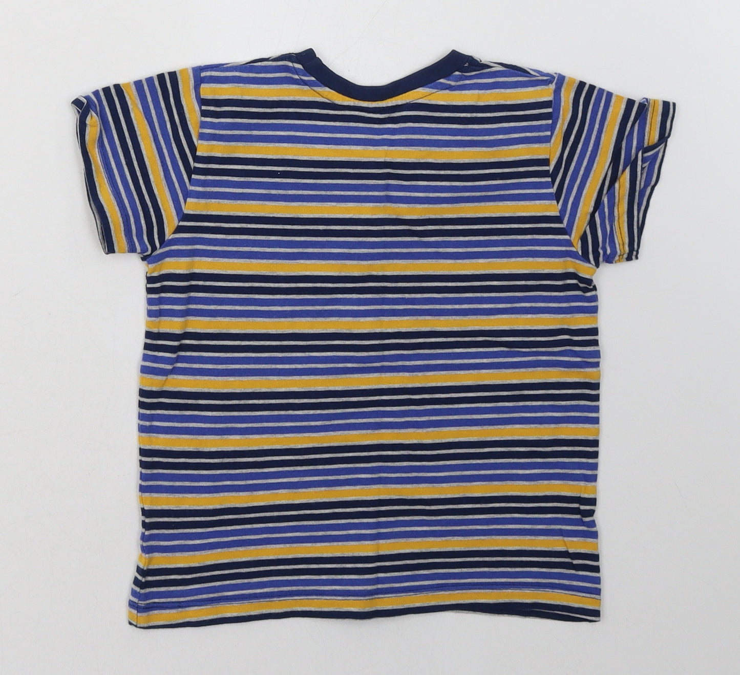 Matalan Boys Blue Striped Cotton Basic T-Shirt Size 3-4 Years Crew Neck Pullover
