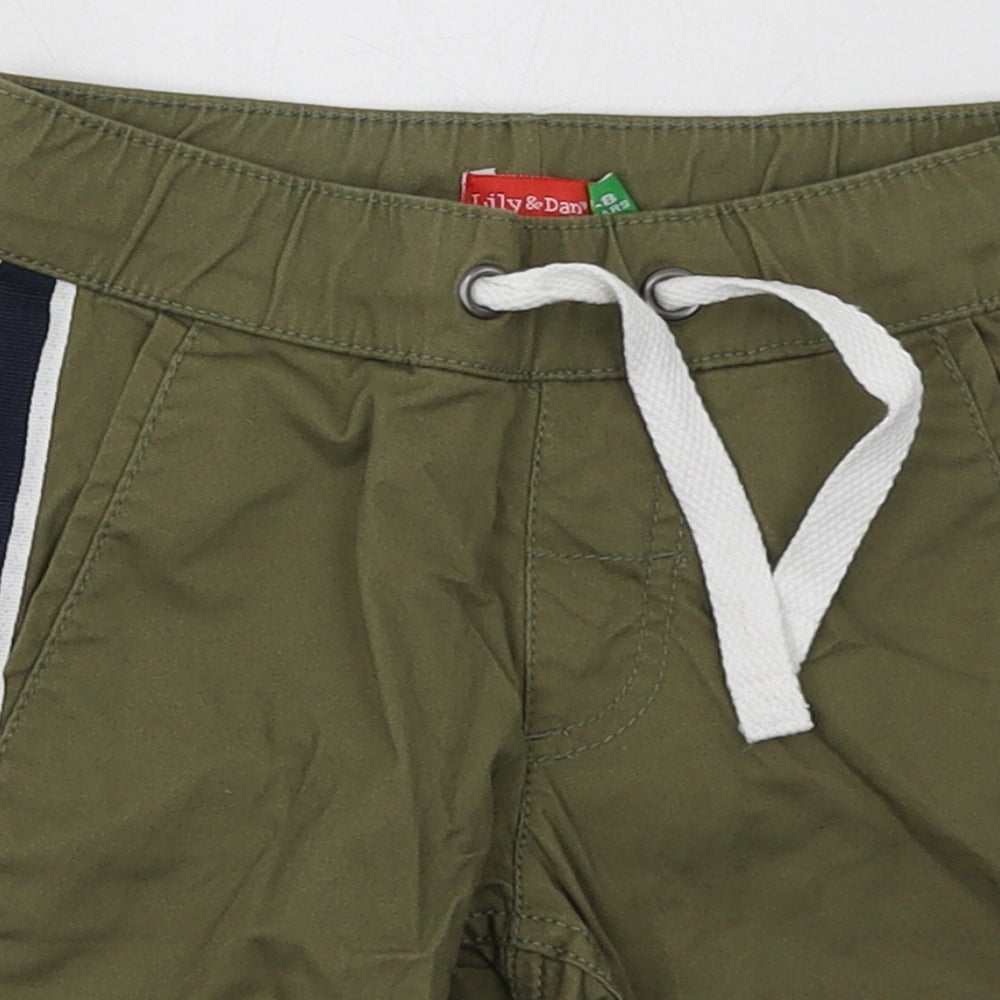 lily&dan Boys Green Striped Cotton Sweat Shorts Size 7-8 Years  Regular Tie