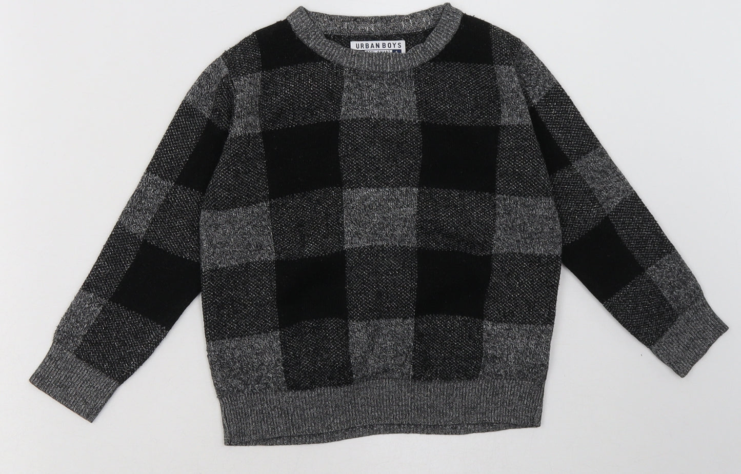 urban boys Boys Grey Check  Pullover Sweatshirt Size 6 Years  Pullover