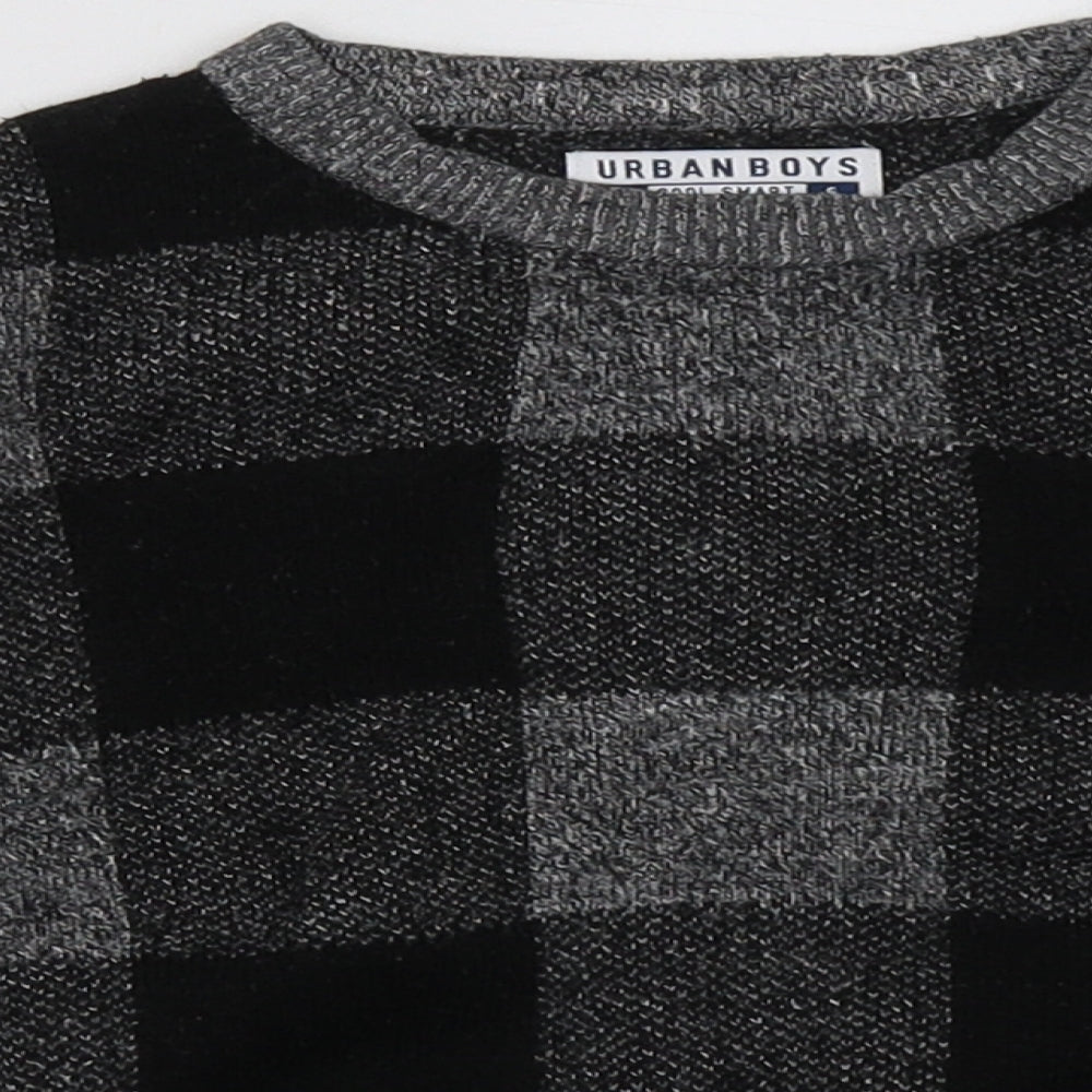 urban boys Boys Grey Check  Pullover Sweatshirt Size 6 Years  Pullover