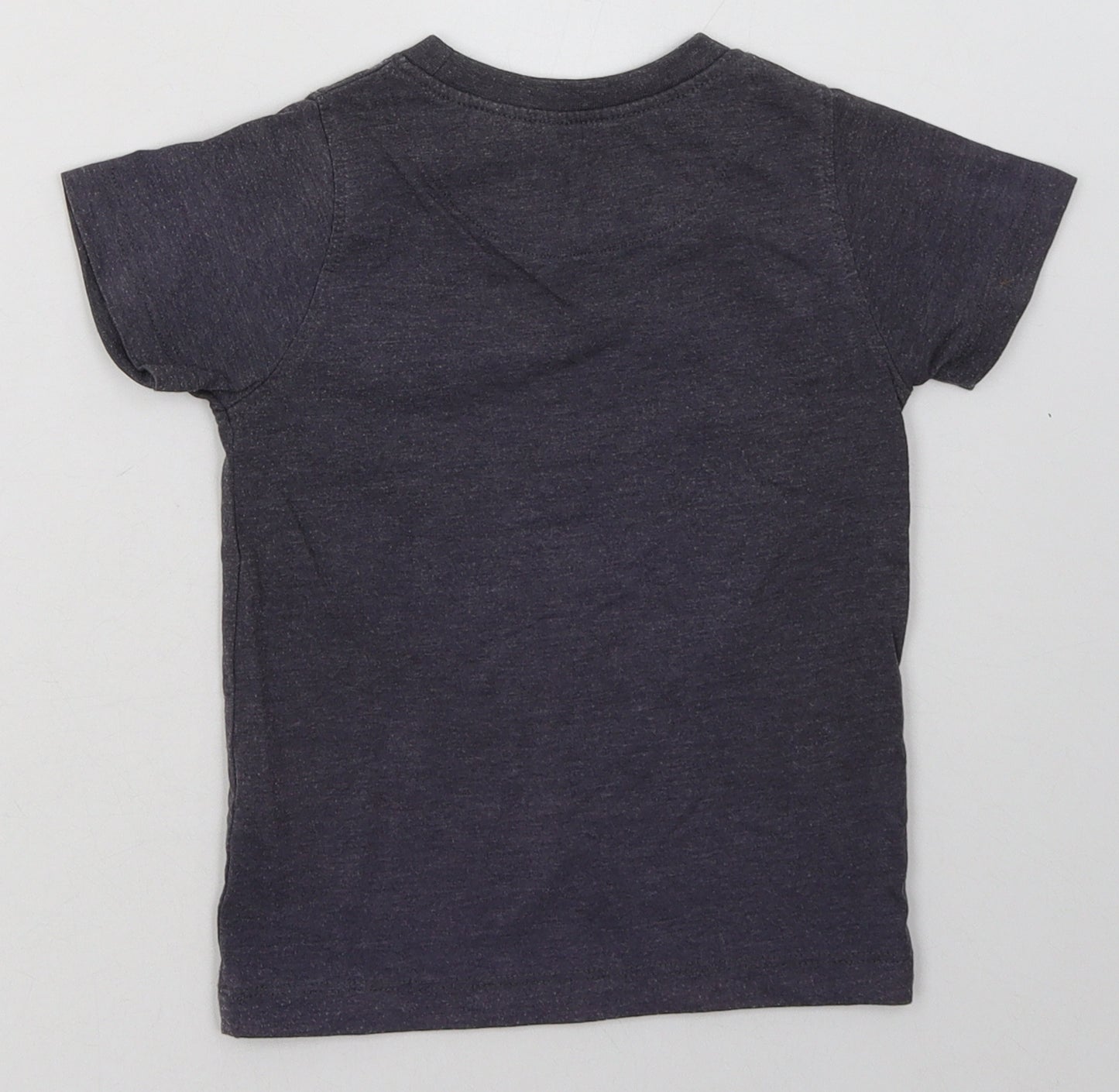 hullabaloo Boys Grey Geometric Cotton Basic T-Shirt Size 3-4 Years Crew Neck Pullover