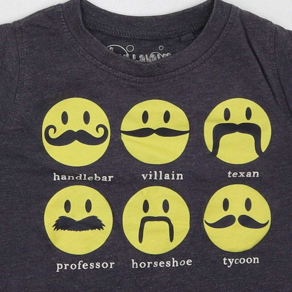 hullabaloo Boys Grey Geometric Cotton Basic T-Shirt Size 3-4 Years Crew Neck Pullover