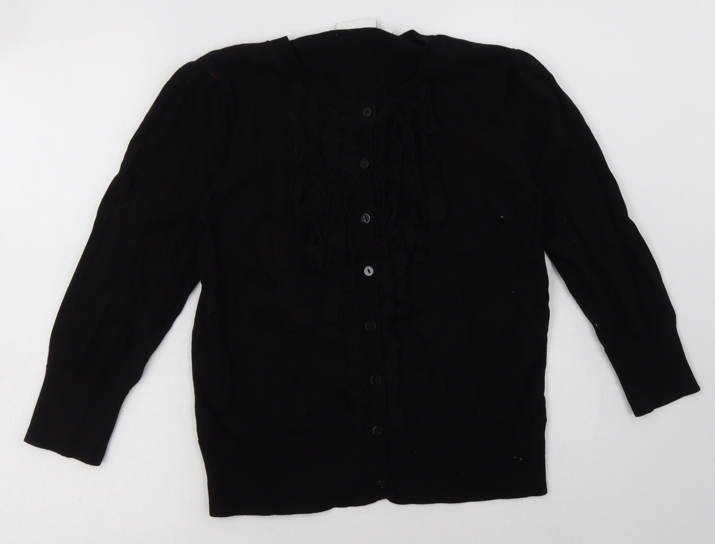 New Look Womens Black Crew Neck  Cotton Cardigan Jumper Size 14