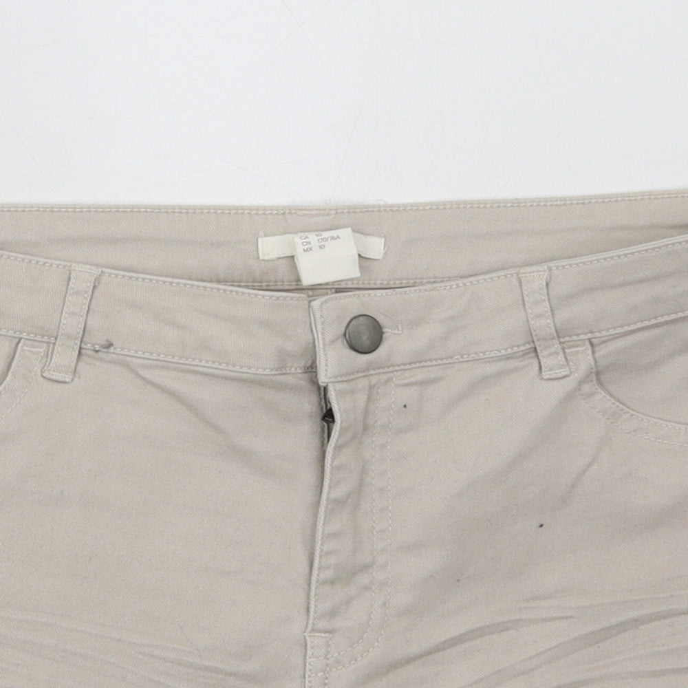 H&M Womens Beige  Cotton Bermuda Shorts Size 10 L5 in Regular Button