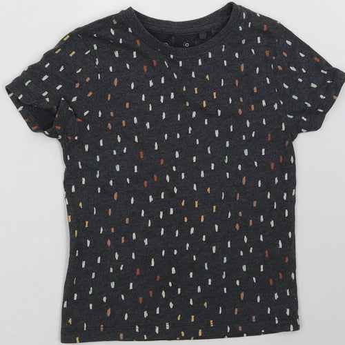hullabaloo Girls Grey Polka Dot Cotton Basic T-Shirt Size 5-6 Years Crew Neck Pullover
