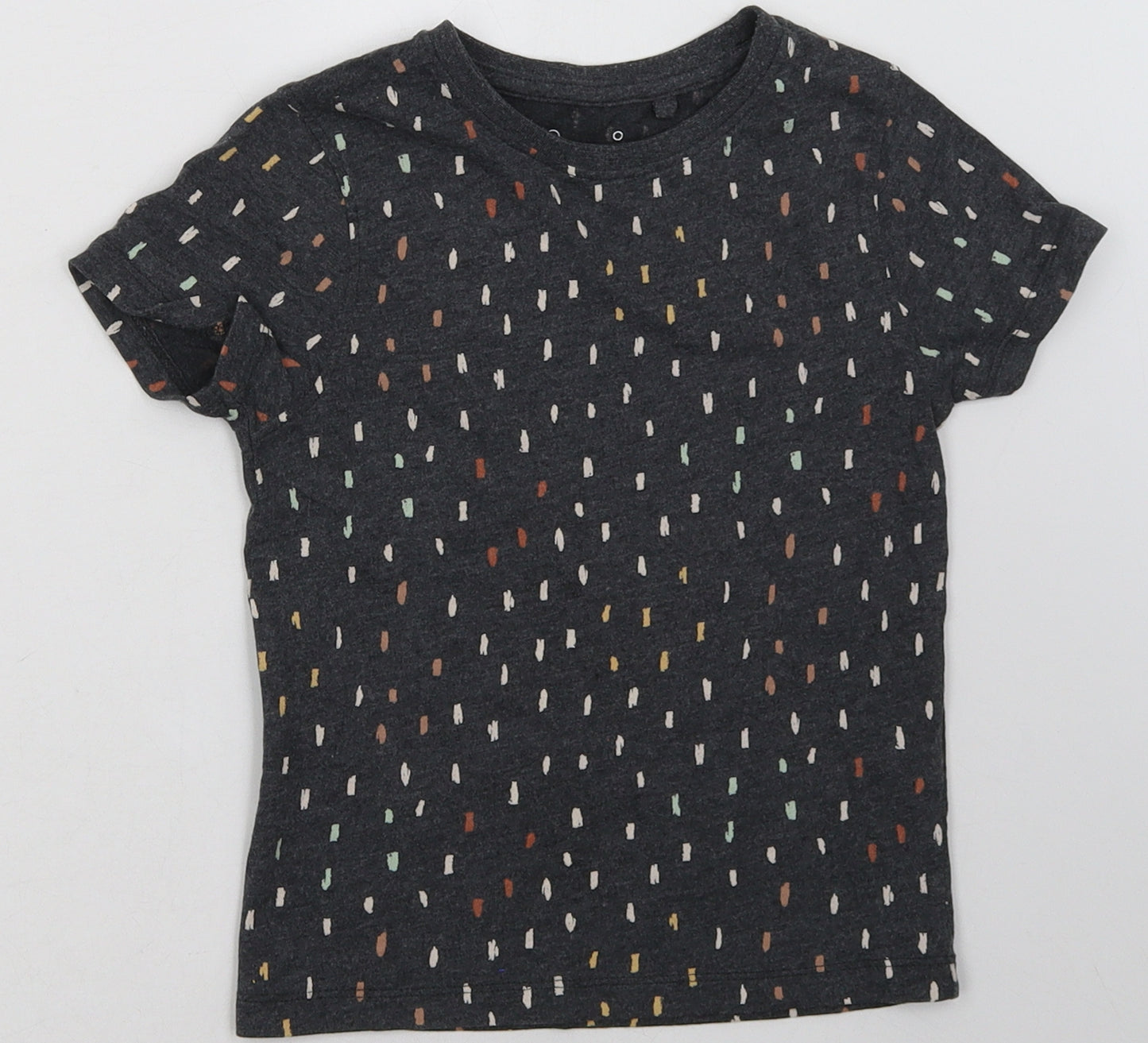 hullabaloo Girls Grey Polka Dot Cotton Basic T-Shirt Size 5-6 Years Crew Neck Pullover