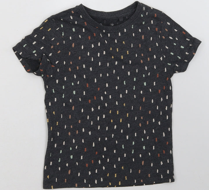 hullabaloo Girls Grey Polka Dot Cotton Basic T-Shirt Size 5-6 Years Crew Neck Pullover