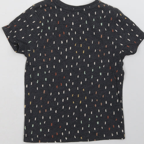 hullabaloo Girls Grey Polka Dot Cotton Basic T-Shirt Size 5-6 Years Crew Neck Pullover