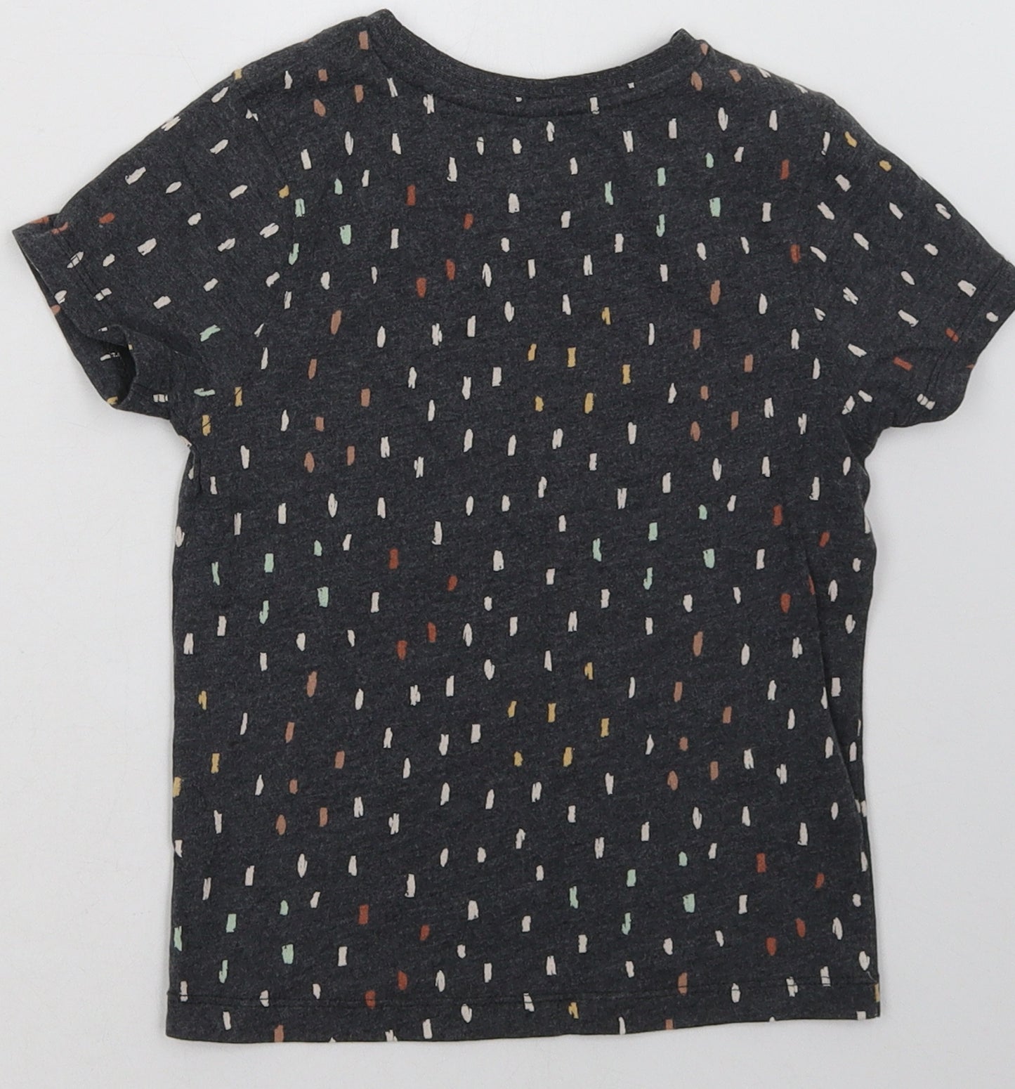 hullabaloo Girls Grey Polka Dot Cotton Basic T-Shirt Size 5-6 Years Crew Neck Pullover