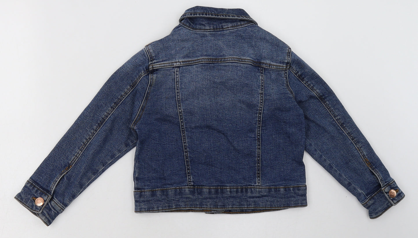 Primark Girls Blue   Basic Jacket Jacket Size 4-5 Years  Button