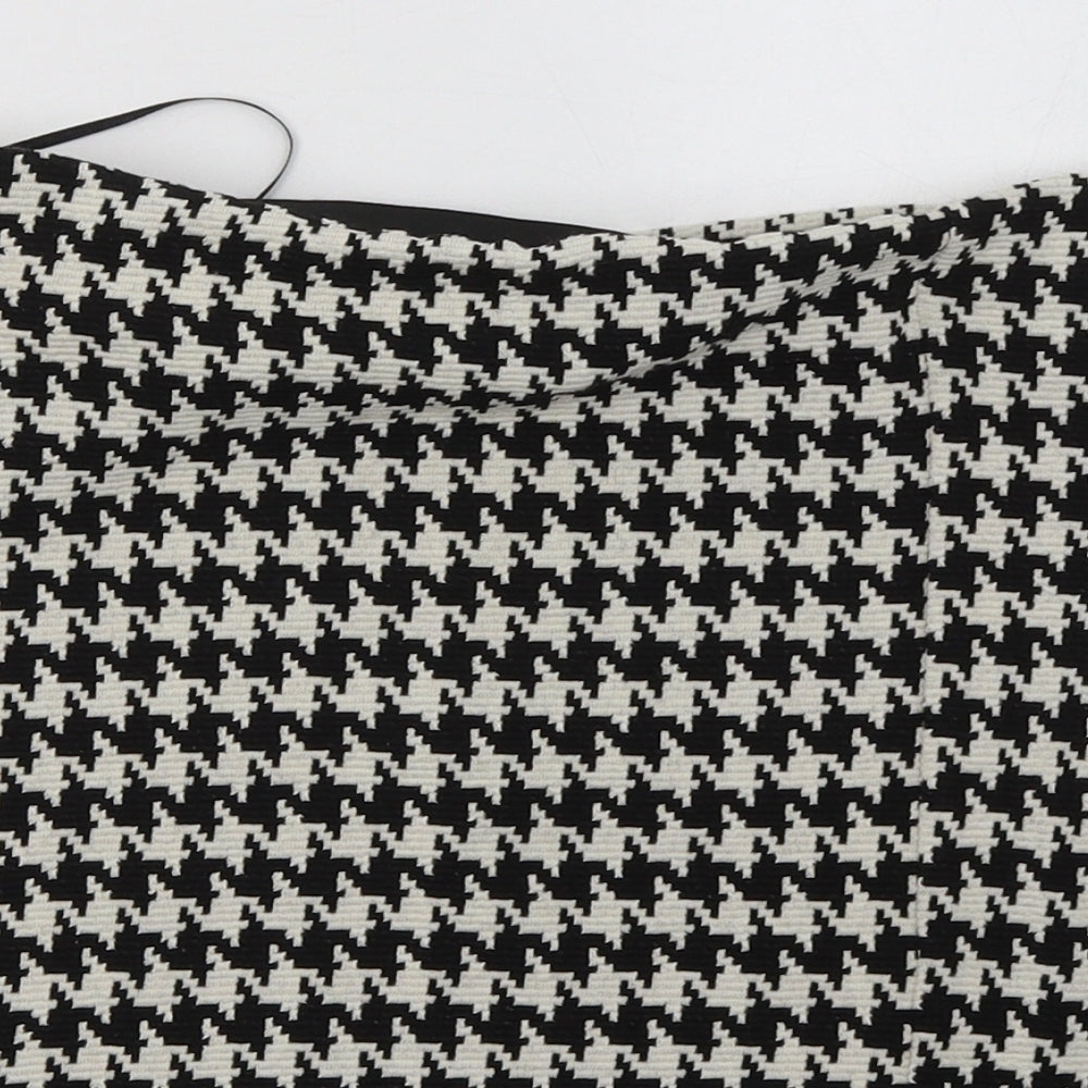 Primark Womens White Geometric Polyester A-Line Skirt Size 10