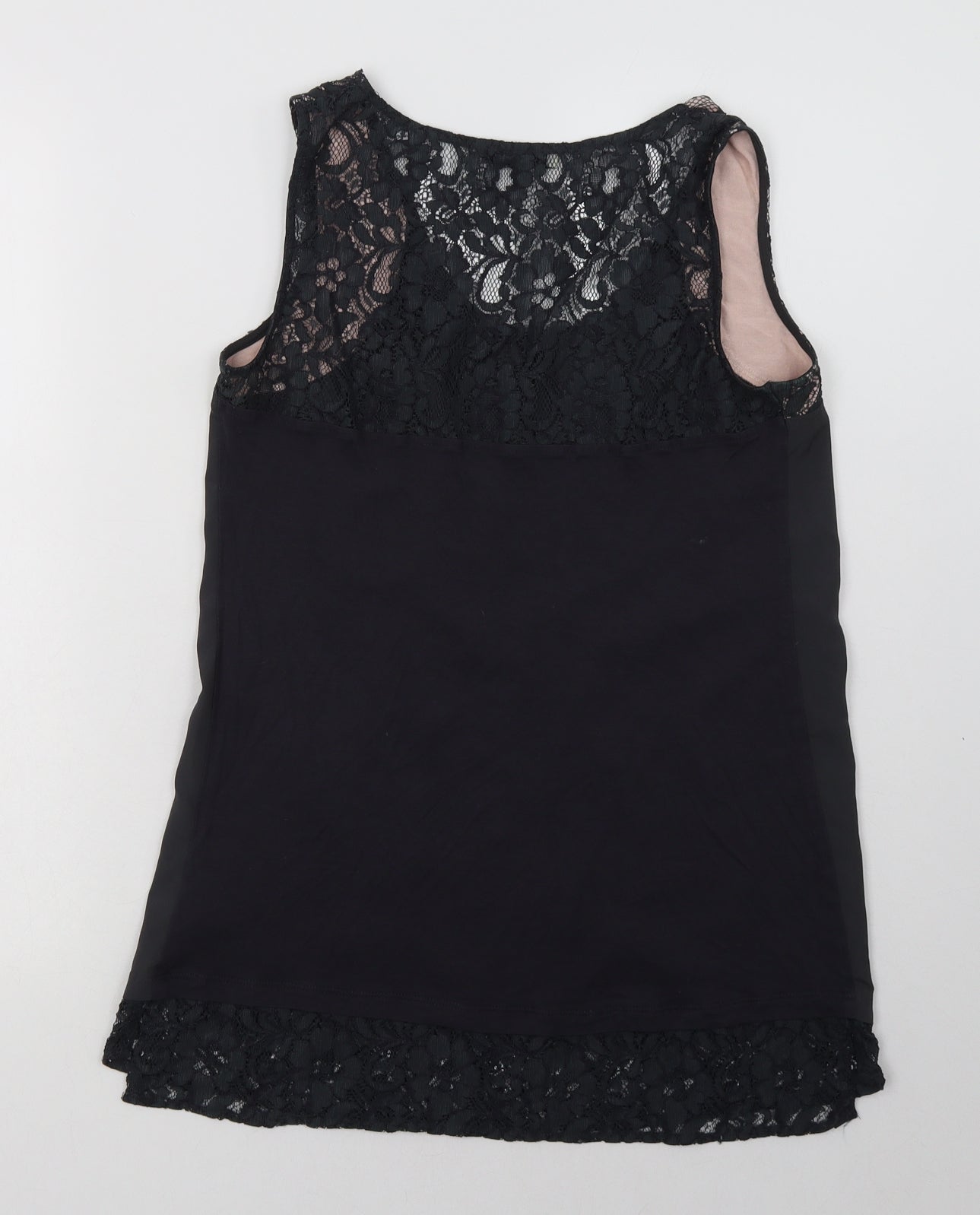 Oasis Womens Grey  Viscose Basic Tank Size S Crew Neck - Lace Detail