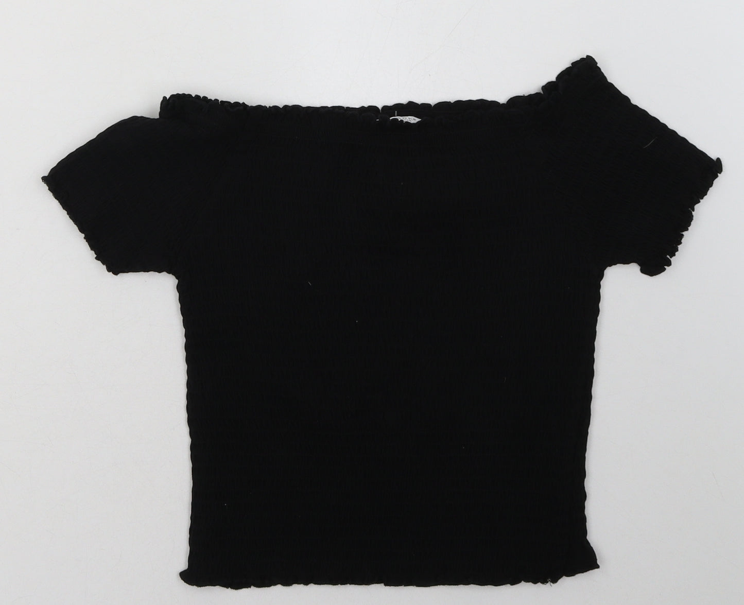 Primark Girls Black  Polyester Basic T-Shirt Size 13-14 Years Off the Shoulder Pullover