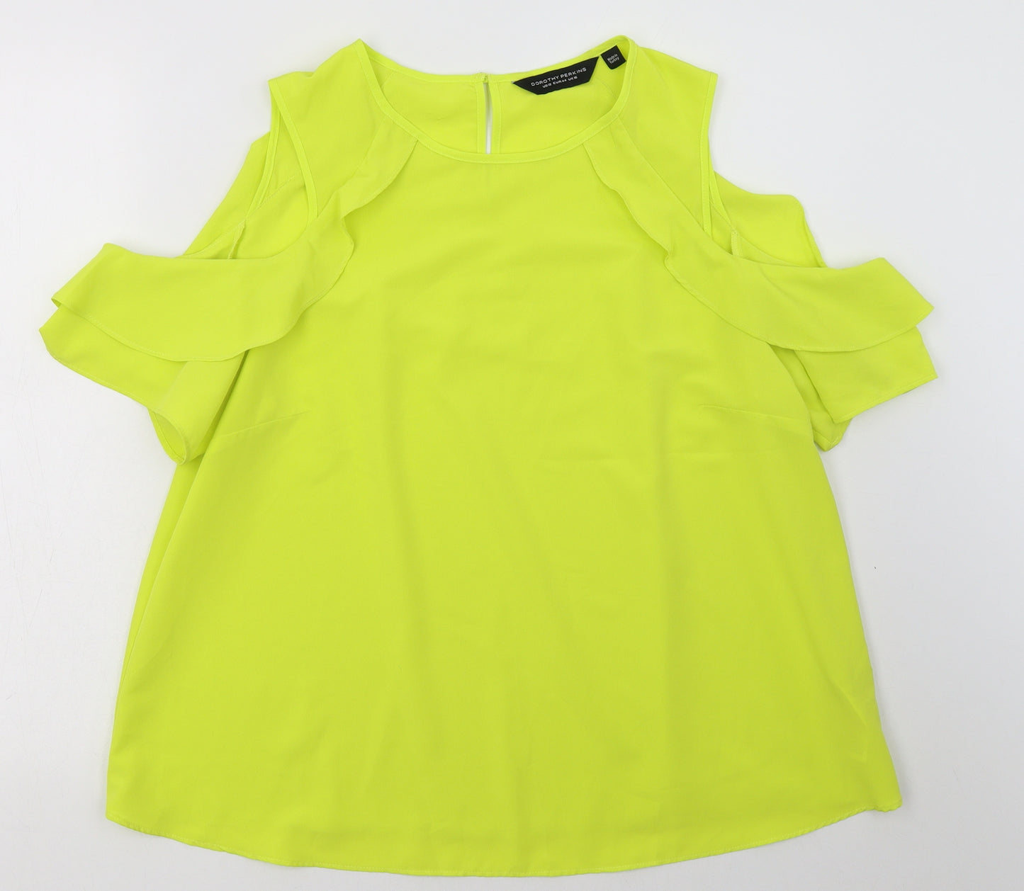 Dorothy Perkins Womens Green  Polyester Basic Blouse Size 16 Crew Neck - Cold Shoulder