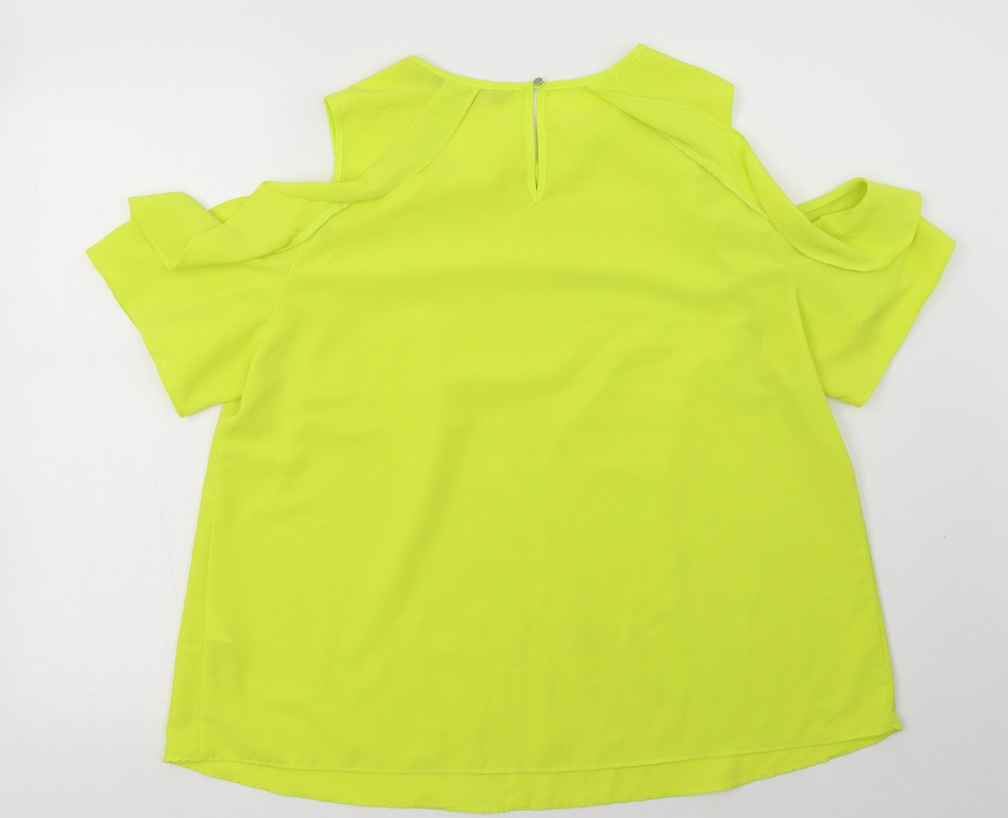 Dorothy Perkins Womens Green  Polyester Basic Blouse Size 16 Crew Neck - Cold Shoulder
