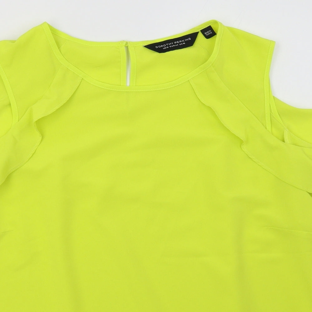 Dorothy Perkins Womens Green  Polyester Basic Blouse Size 16 Crew Neck - Cold Shoulder