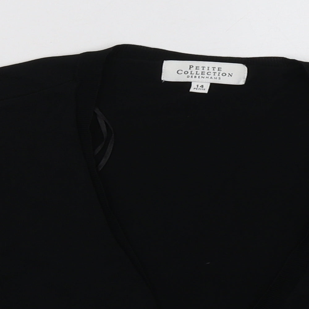 Debenhams Womens Black V-Neck  Viscose Cardigan Jumper Size 14