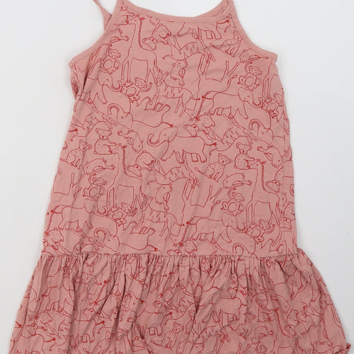 River Island Girls Pink Geometric Cotton A-Line  Size 10 Years  Square Neck Pullover - Elephant Print