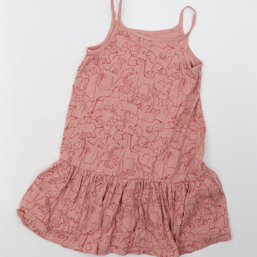 River Island Girls Pink Geometric Cotton A-Line  Size 10 Years  Square Neck Pullover - Elephant Print