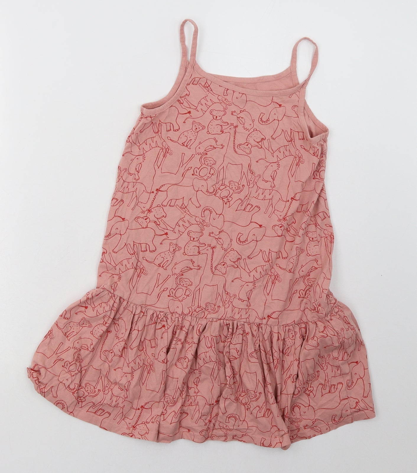 River Island Girls Pink Geometric Cotton A-Line  Size 10 Years  Square Neck Pullover - Elephant Print