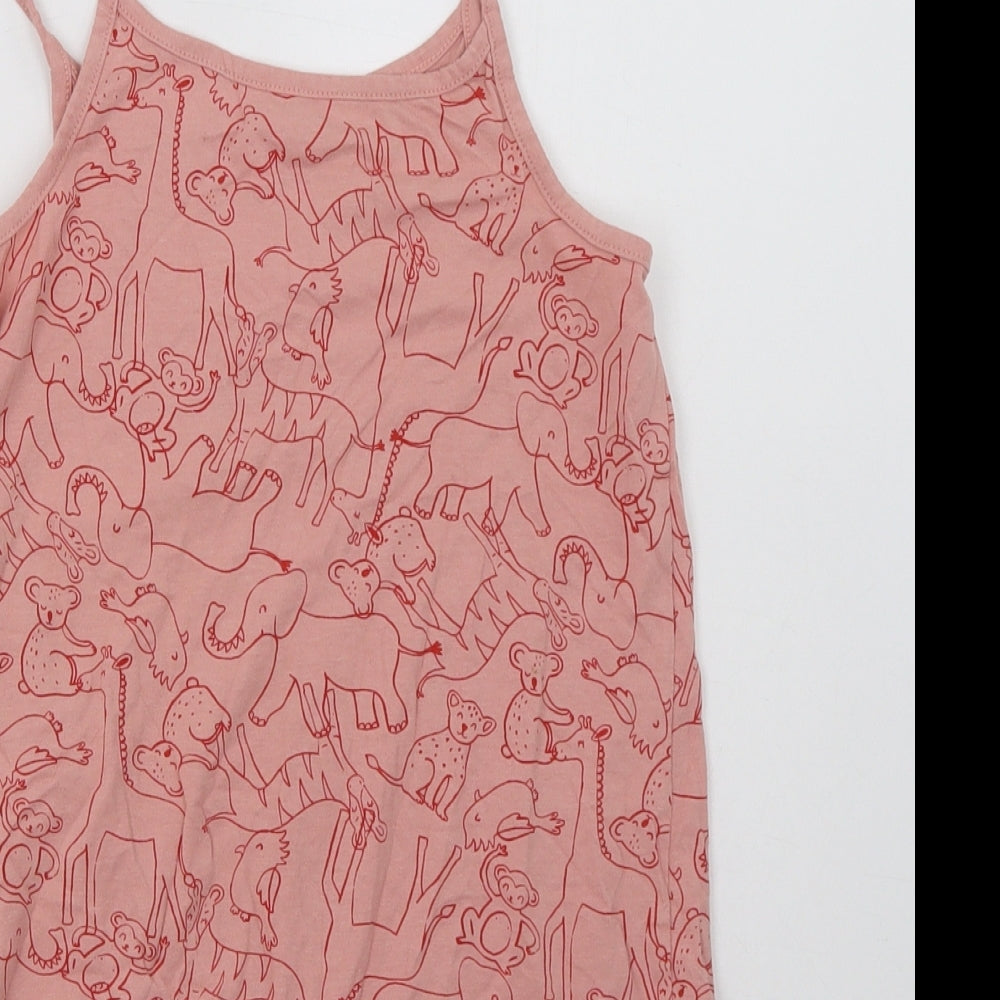 River Island Girls Pink Geometric Cotton A-Line  Size 10 Years  Square Neck Pullover - Elephant Print