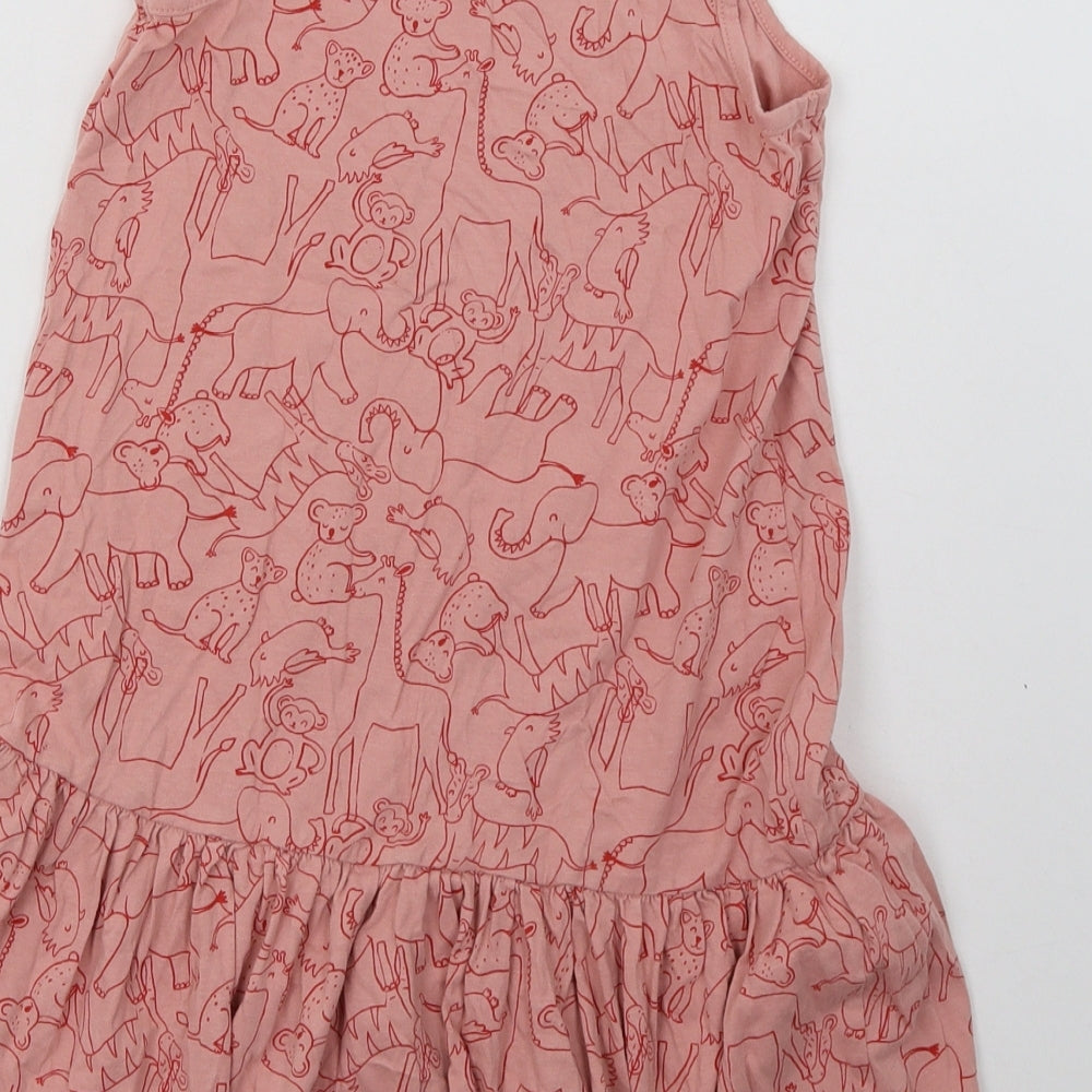 River Island Girls Pink Geometric Cotton A-Line  Size 10 Years  Square Neck Pullover - Elephant Print