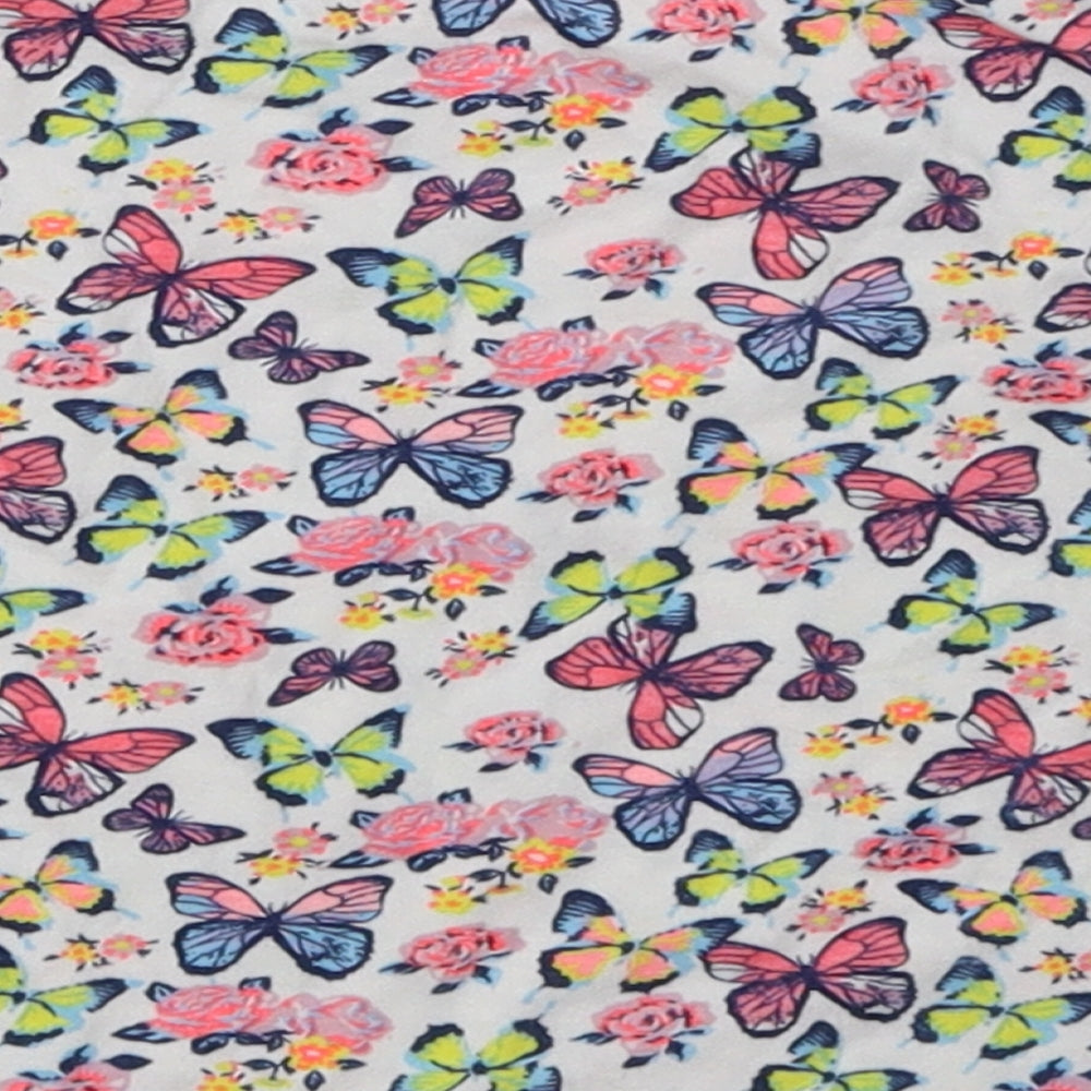 Young Dimension Girls Multicoloured Geometric Cotton Basic T-Shirt Size 2-3 Years Crew Neck Pullover - Butterfly Print