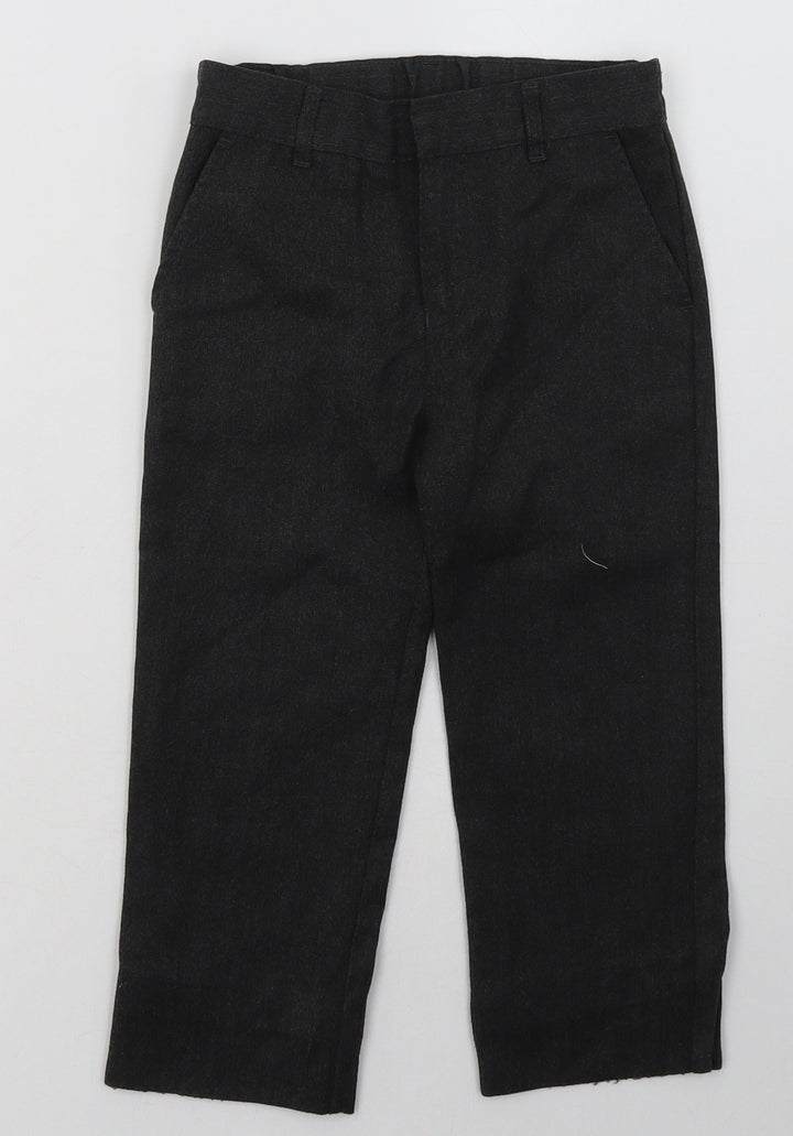 F&F Boys Grey Polyester Capri Trousers Size 5-6 Years Regular Hook & Eye - School Wear
