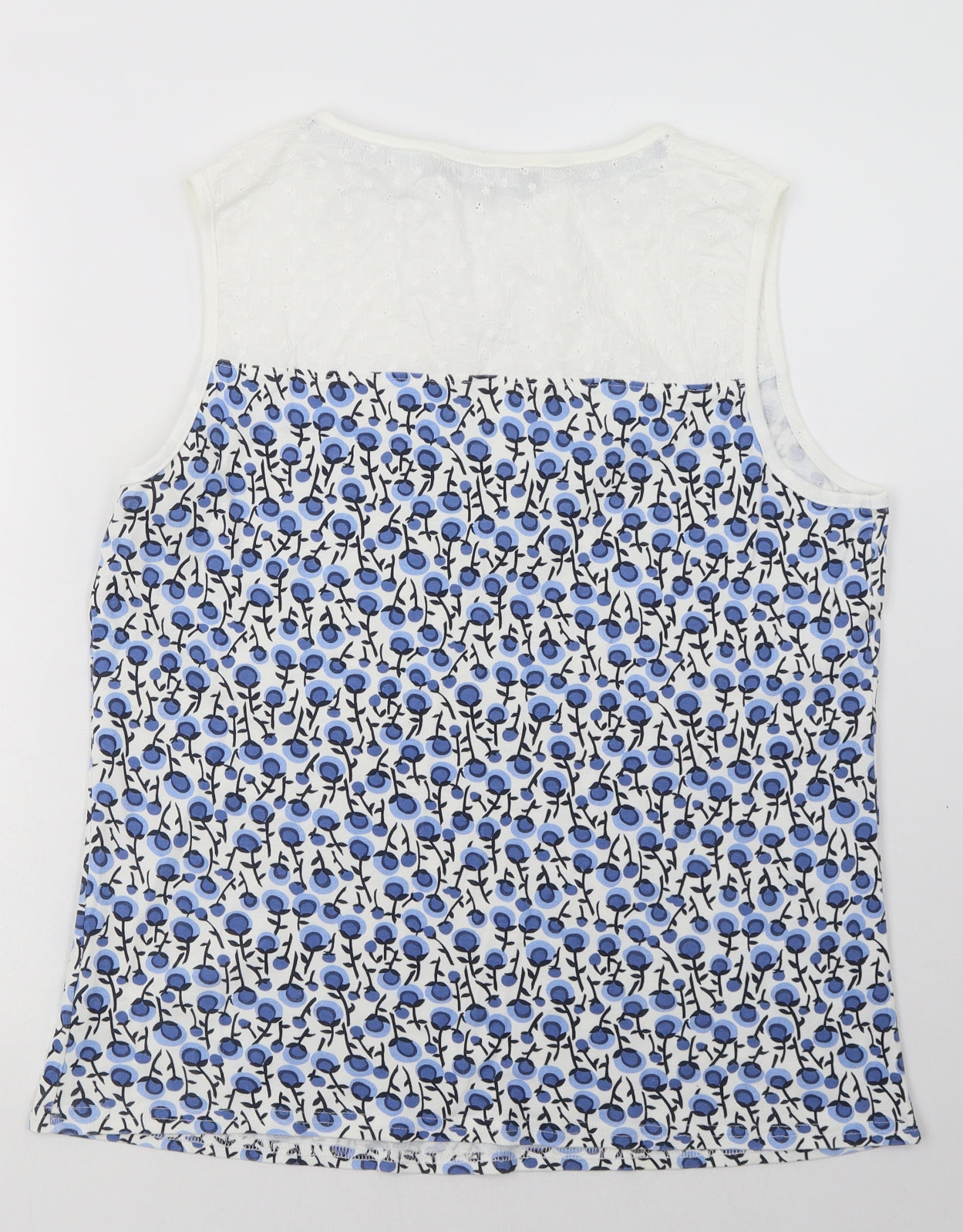 Debenhams Womens Blue Floral Cotton Basic Tank Size 18 Scoop Neck
