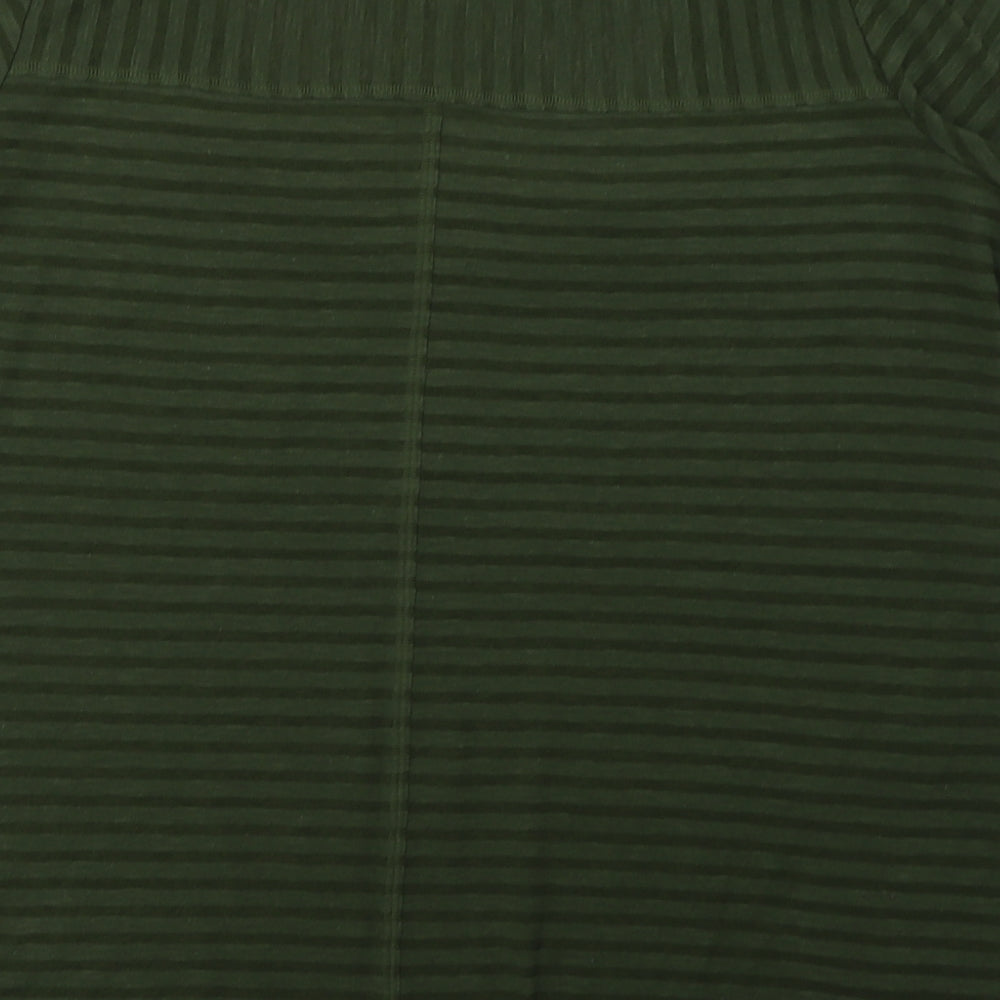 NEXT Womens Green Striped Cotton Basic T-Shirt Size 16 Scoop Neck