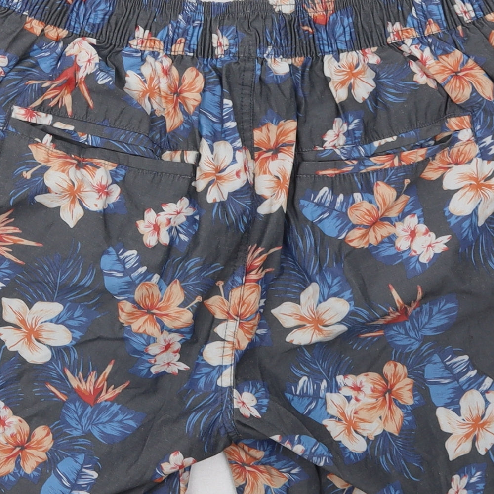 Matalan Mens Grey Floral Polyester Sweat Shorts Size M L9 in Regular Tie