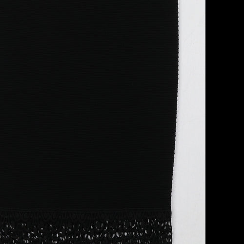 Primark Womens Black  Polyester A-Line Skirt Size 6    - lace detail at the bottom